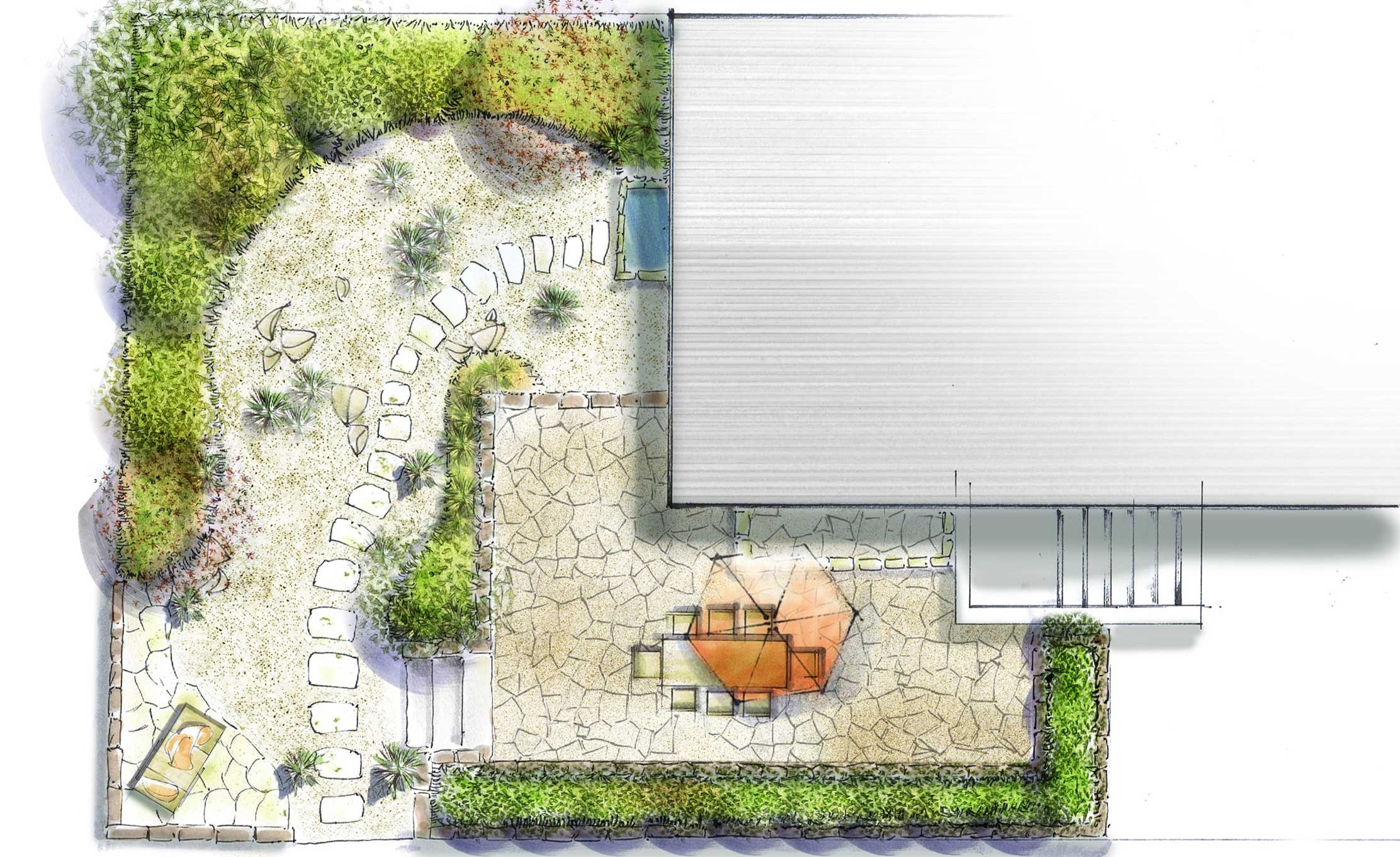Planungsskizze für einen Garten